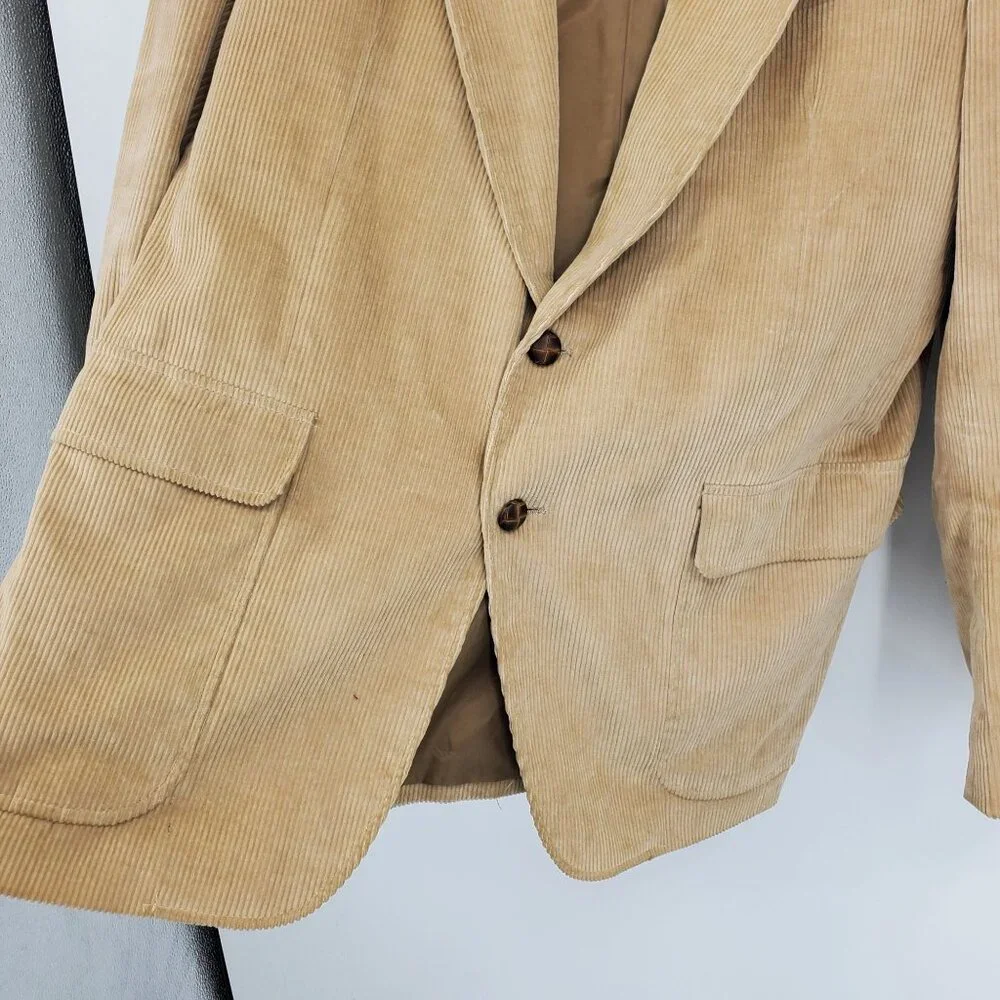 Bret Lawrence Tailored Brown Corduroy Elbow Patch Men's Blazer‎ Suit Jacket 44 R